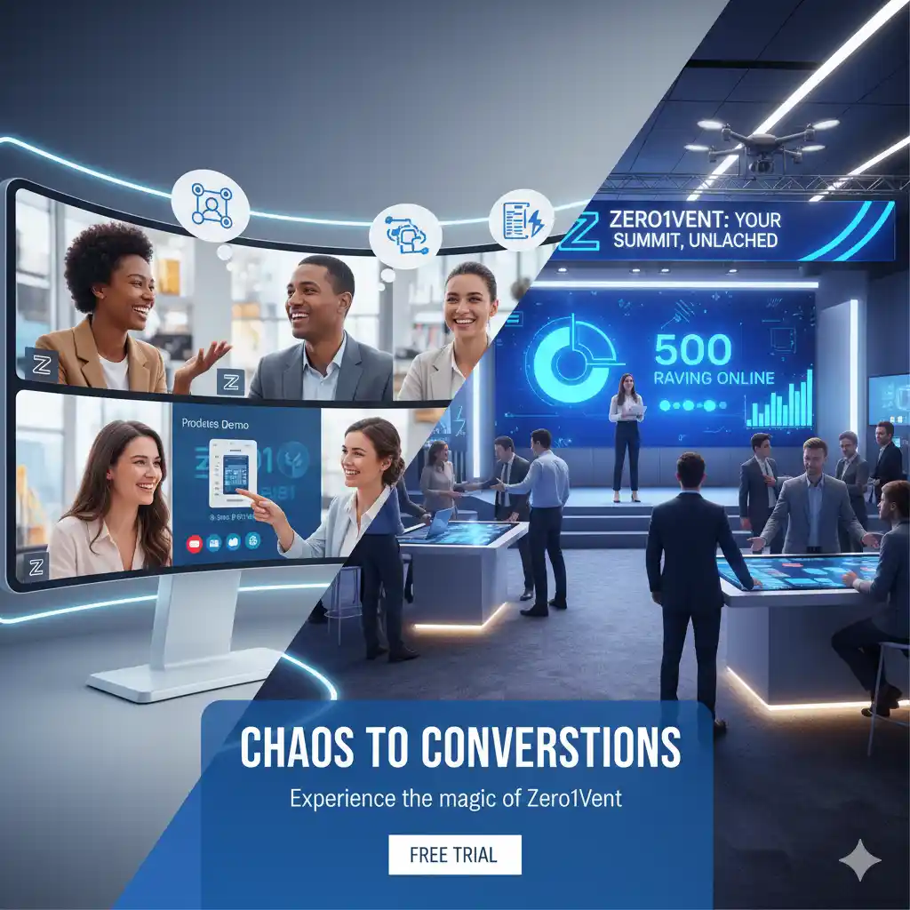 Transform event chaos into raving success with Zero1Vent! Discover how our platform, born from Zero1Magazine, simplifies virtual, in-person, and hybrid summits and product launches. From AI-powered sign-ups to seamless live streaming, Zero1Vent handles the hard stuff, letting you shine. Get your free trial and make your next event unforgettable!