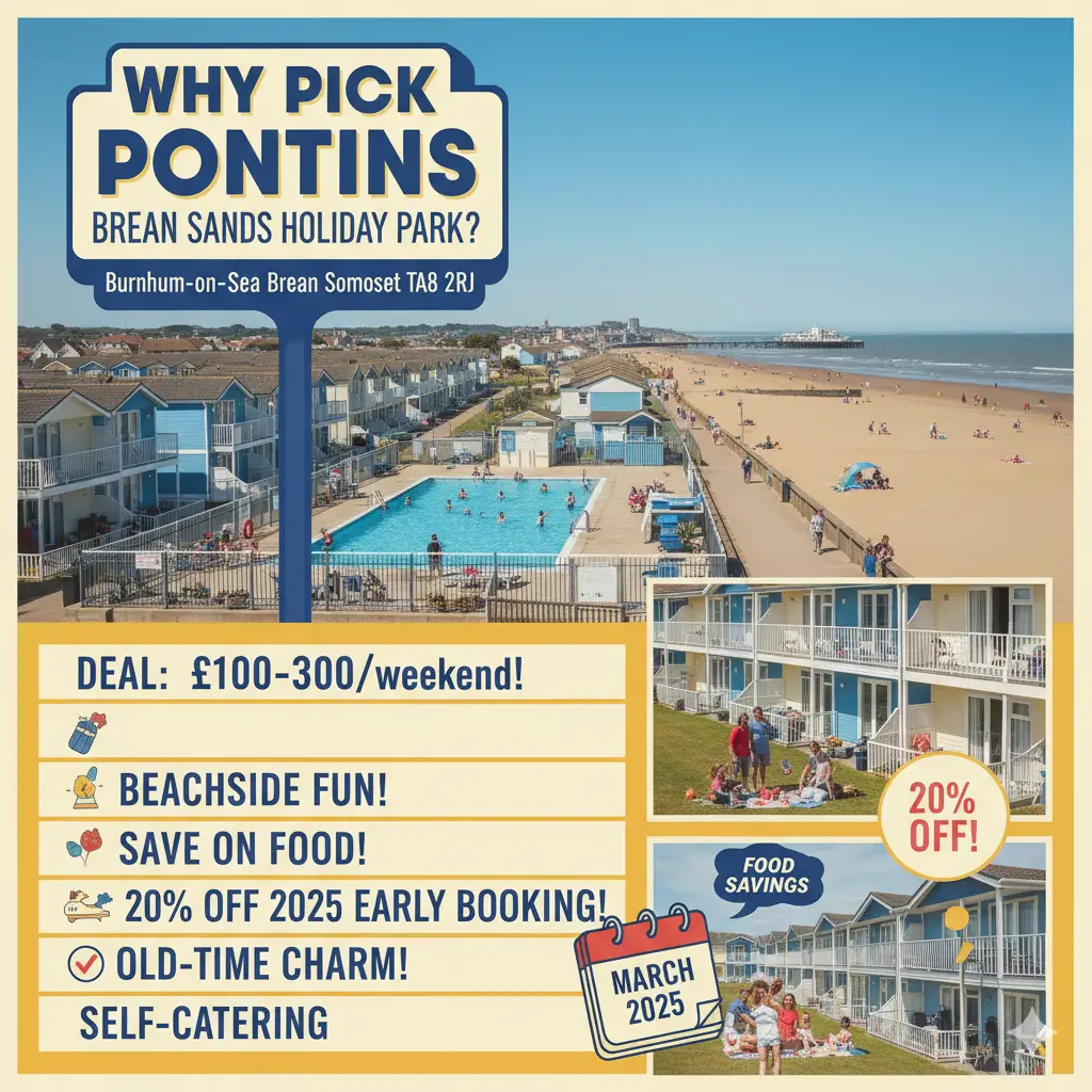 Affordable UK Seaside Breaks: Pontins Brean Sands, Burnham-on-Sea. Cheap family holidays with pool and beach access.