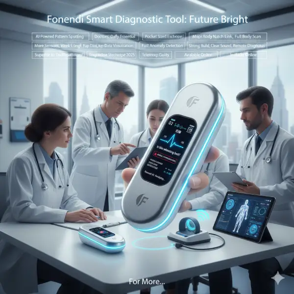 Fonendi Smart Diagnostic Tool is the AI-powered digital stethoscope transforming medical practice. See how doctors use this pocket-sized device for fast anomaly detection, clear body sound analysis, and remote diagnosis via the app. Discover the future of health tech—superior to traditional stethoscopes.
