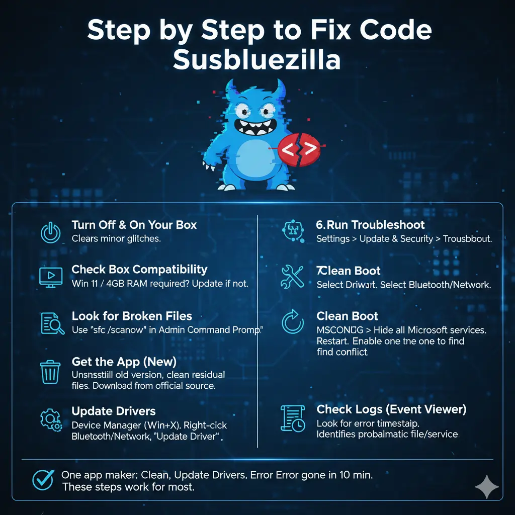 Step by Step to Fix Code Susbluezilla