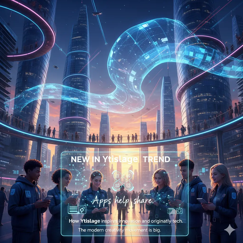 It quickly communicates the core theme (technology inspiring originality in a modern setting).