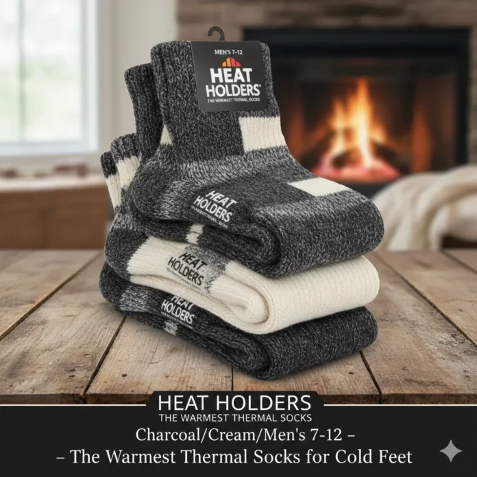 Heat Holders Men's Block Twist Socks Charcoal/Cream/Men's 7-12 – The Warmest Thermal Socks for Cold Feet