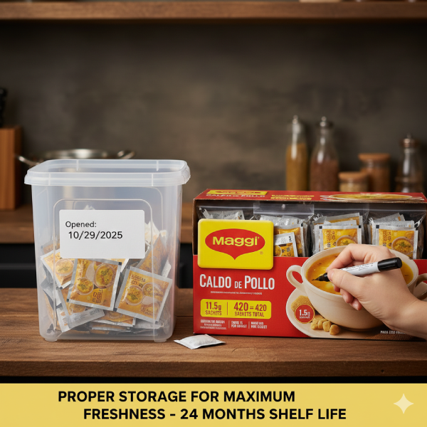 Ingredients and Nutrition, Nutrition Facts of Maggi Caldo De Pollo 11.5gr 70x6