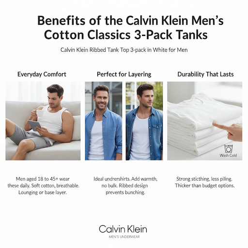 Benefits of the Calvin Klein Men's Cotton Classics 3-Pack Tanks