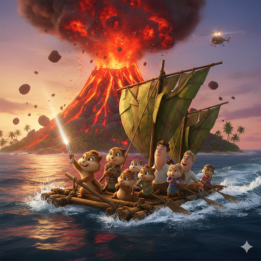 How Do They Escape island before it destroy Alvin and the chipmunks 3? The Thrilling Escape Scene