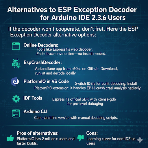 Alternatives to ESP Exception Decoder for Arduino IDE 2.3.6 Users