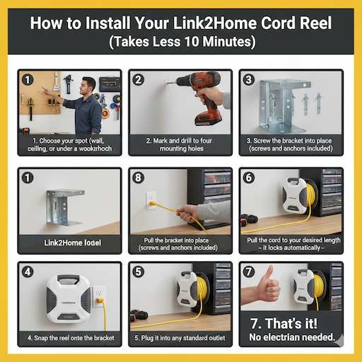 How to Install Your Link2Home Cord Reel (Takes Less Than 10 Minutes)