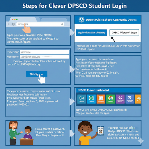 Steps for Clever DPSCD Student Login